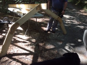 Trusses turned into rafters and attached to the rafter board.