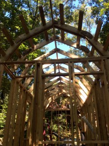 Looking at the front of the house, which is at the back of the trailer itself. Framing that area of the roof wouldn't have happened without our friend, Bob, who "climbs like a squirrel".