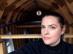 Triumphant selfie in front of the open gable. 