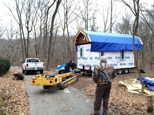 Jeffrey Day, his assistant, David, and the "Trans Lift".